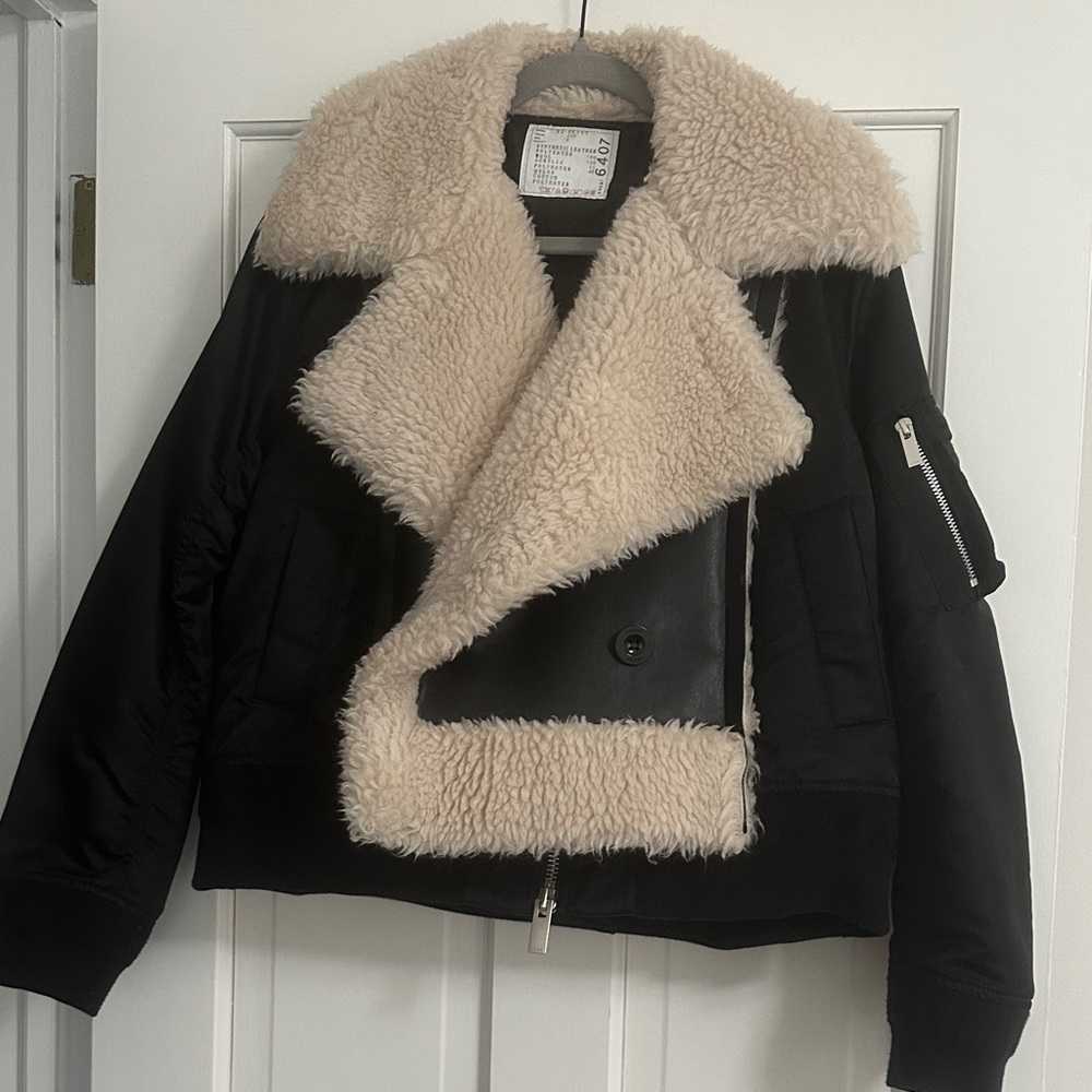 Sacai Faux Shearling & Nylon Bomber Jacket. Size 3 (Large).